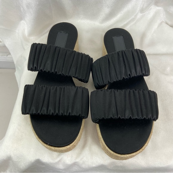 Mercedes Castillo black Satin scrunch Espadrilles platform sandals. Size 7 - Picture 6 of 10